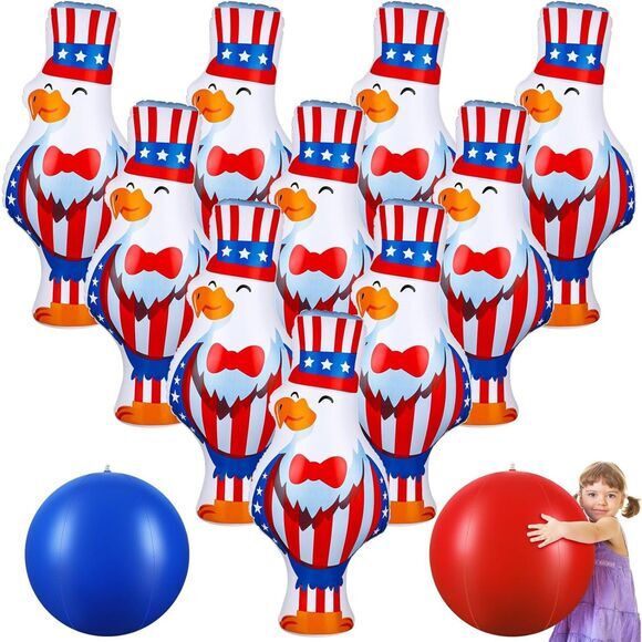 Wettarn 27 Inch 4th of July Inflatables Bowling Set 12 Pack Patriotic (4213) - Picture 1 of 7